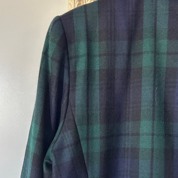 KASPER FOR A.S.L. | Vintage Purple Green & Blue Plaid Blazer with Velour Detail - Picture 13 of 16